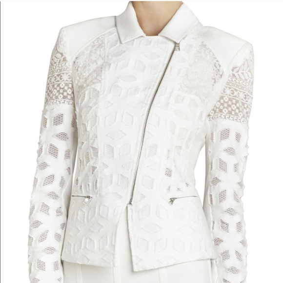 C - NWT BCBGMaxazria white jacquard jacket "boe" - Picture 3 of 9